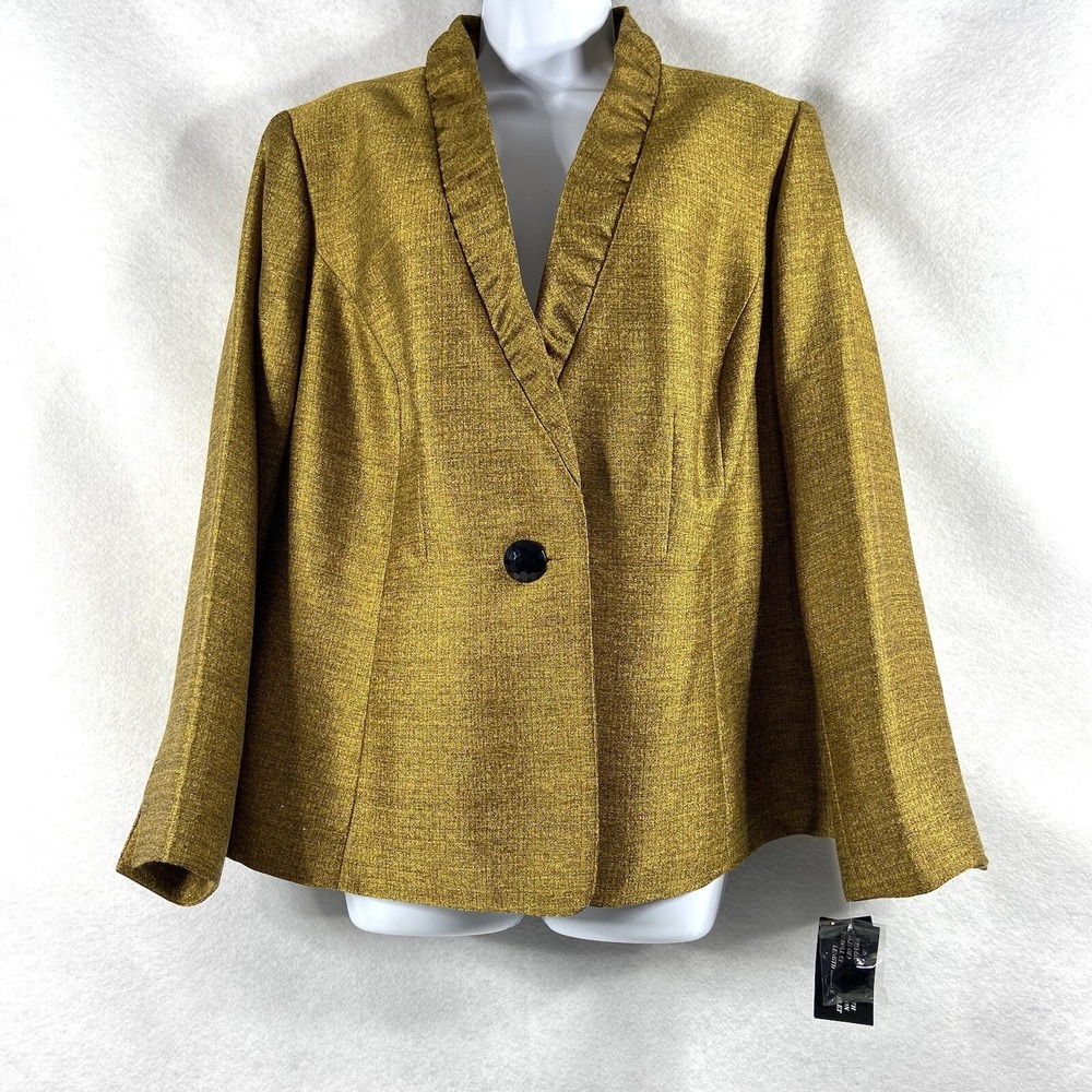 Kasper Jacket Women's 16W Gold Black Blazer Long Sleeves Shiny New